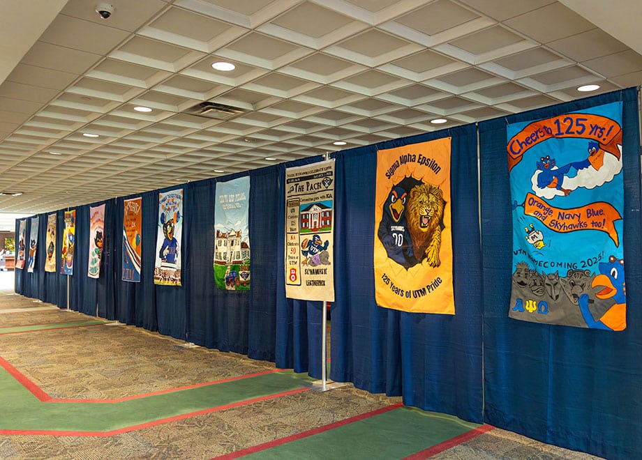 Colorful homecoming banners.